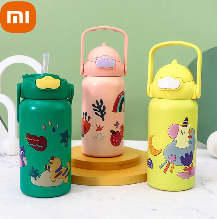 Xiaomi Thermal Cup Cartoon Cute Duck Bill Handle Bounce Straw Children'S Pot 316 Vacuum Stainless Steel Student Insulation Cup