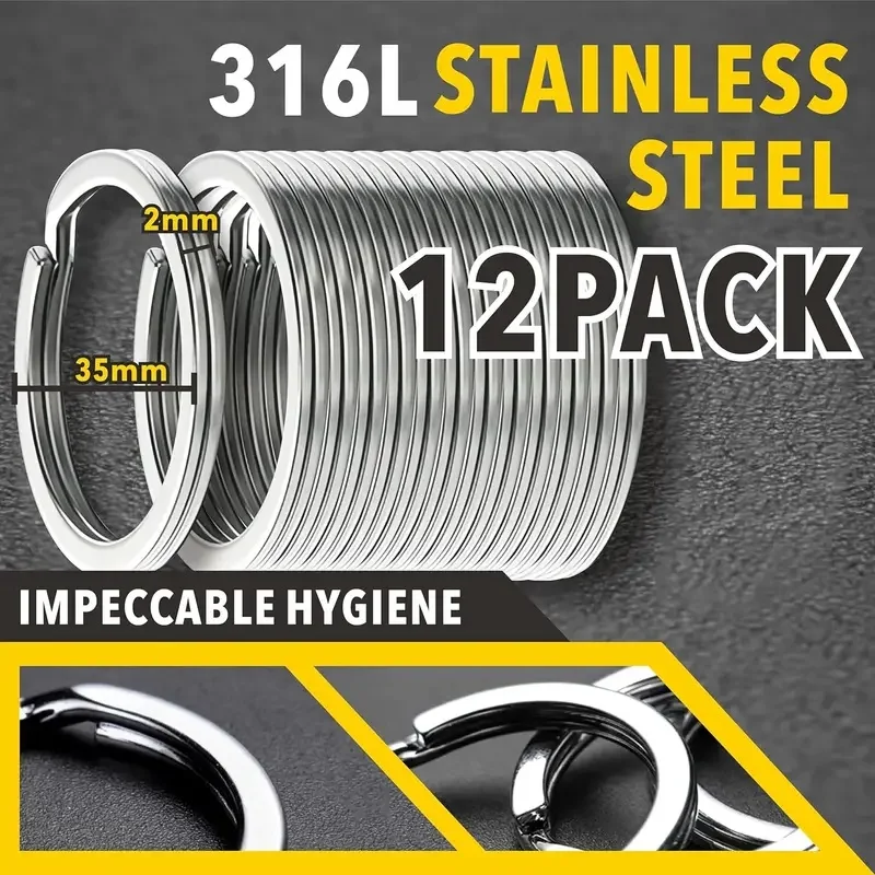 10-30pcs Stainless Steel Key Rings Polished sliver Round Flat Line Split Keyring for Jewelry Making Keychain DIY Finding 25-35mm view 3