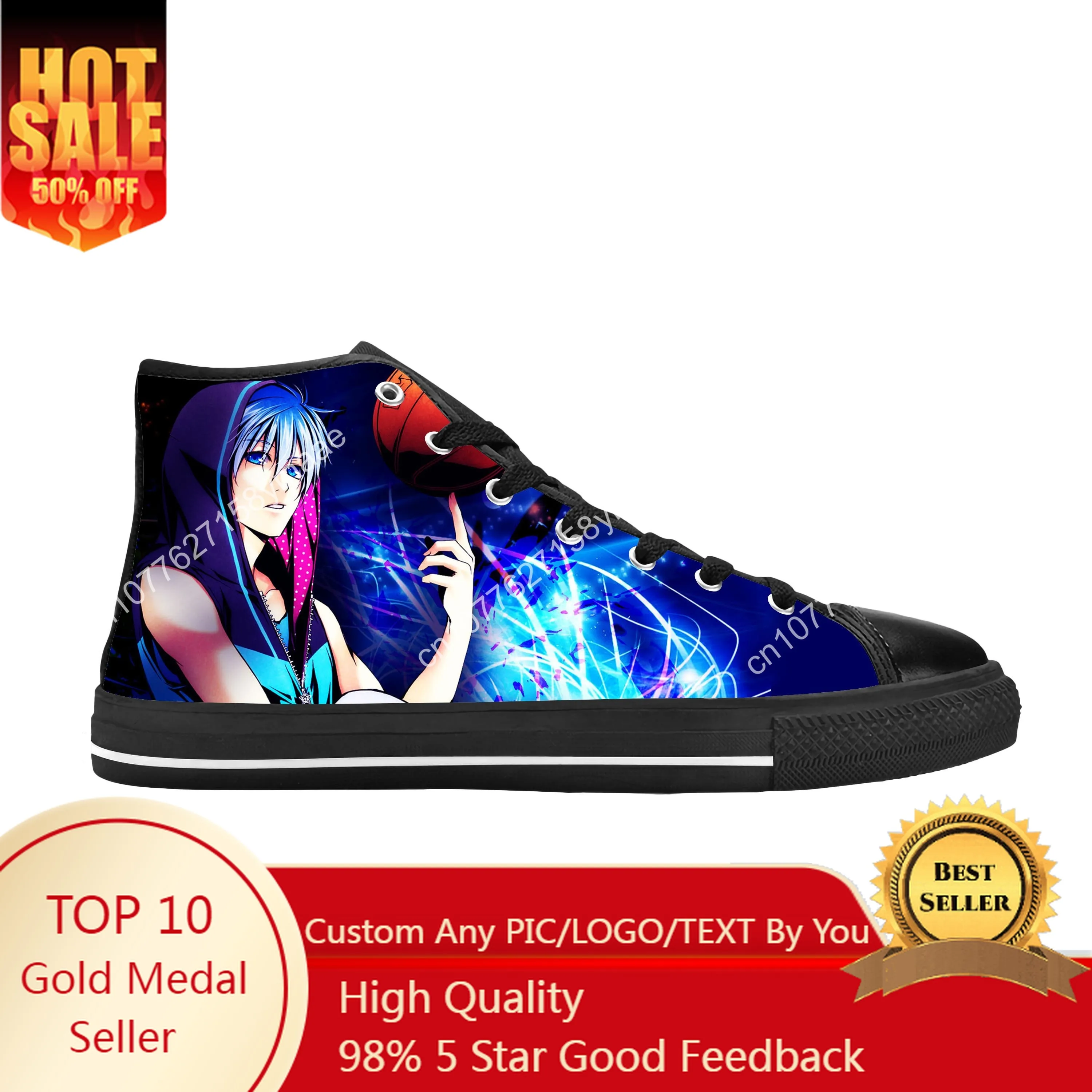 Anime Manga Comic Kuroko No Basket Kuroko Tetsuya scarpe di stoffa Casual High Top confortevole traspirante stampa 3D uomo donna Sneakers