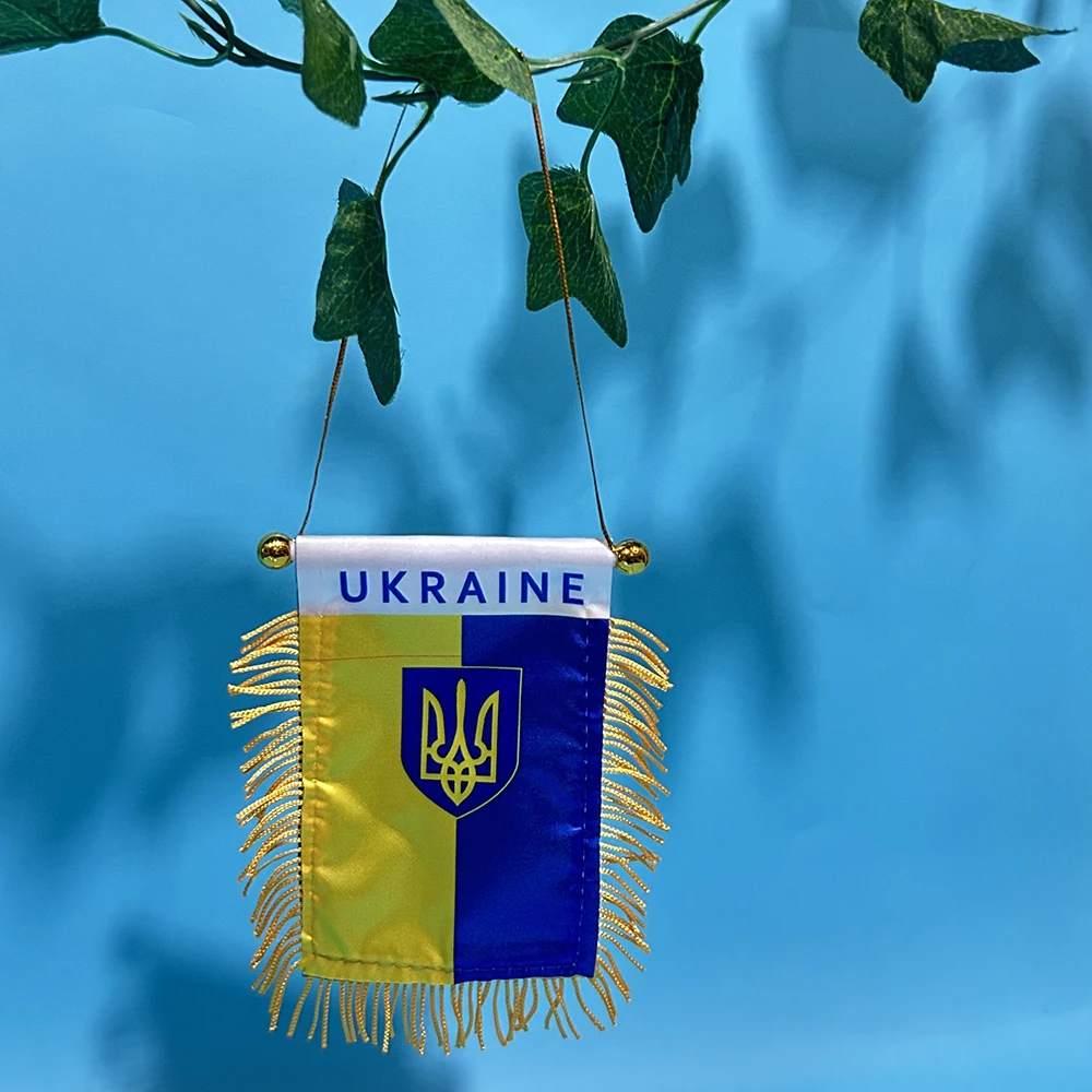SKY FLAG Ukraine Car Window Flag 8*12cm Polyester Double Side Printed Ukraine Hanging Pennant Flags Ukraine Mini Flag