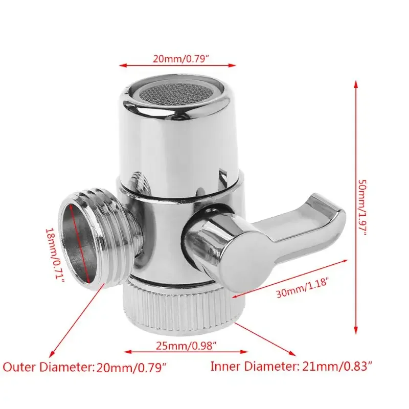 2021 Brass 3-way Diverter Valve Faucet Adapter - Three Head Switch