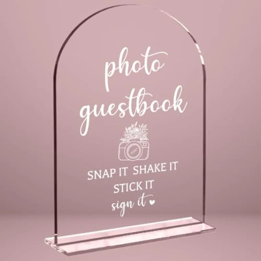 

Wedding Sign Decor, Photo Guest Book Sign, 5x7 Inch Arch Acrylic, Wedding Sign for Reception and Event Party, Bridal Shower Dec