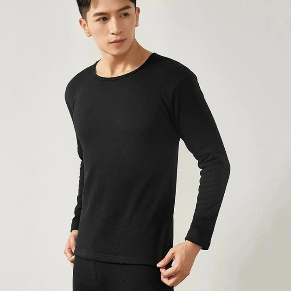 

Tops/Pants Men Warm Thermal Underwear Round Neck Thickened Thermal Clothes Set Lingerie Feel Heating Warmth Long Pants