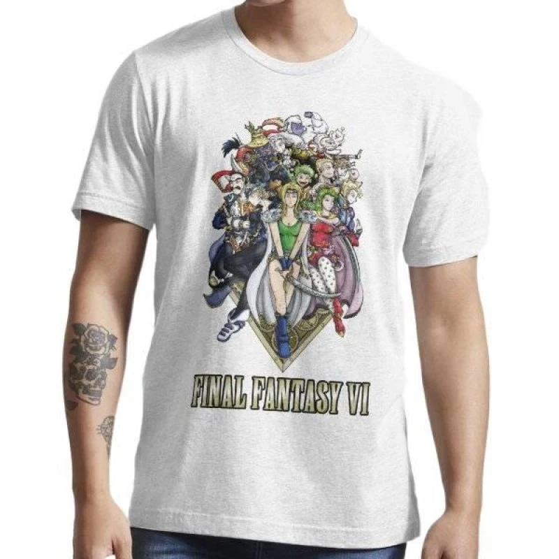 

Final Fantasy VI Heroes Gift t shirt for RPG gamer 100% cotton printed tee Men's Short Sleeve Graphic Clothes All size tops