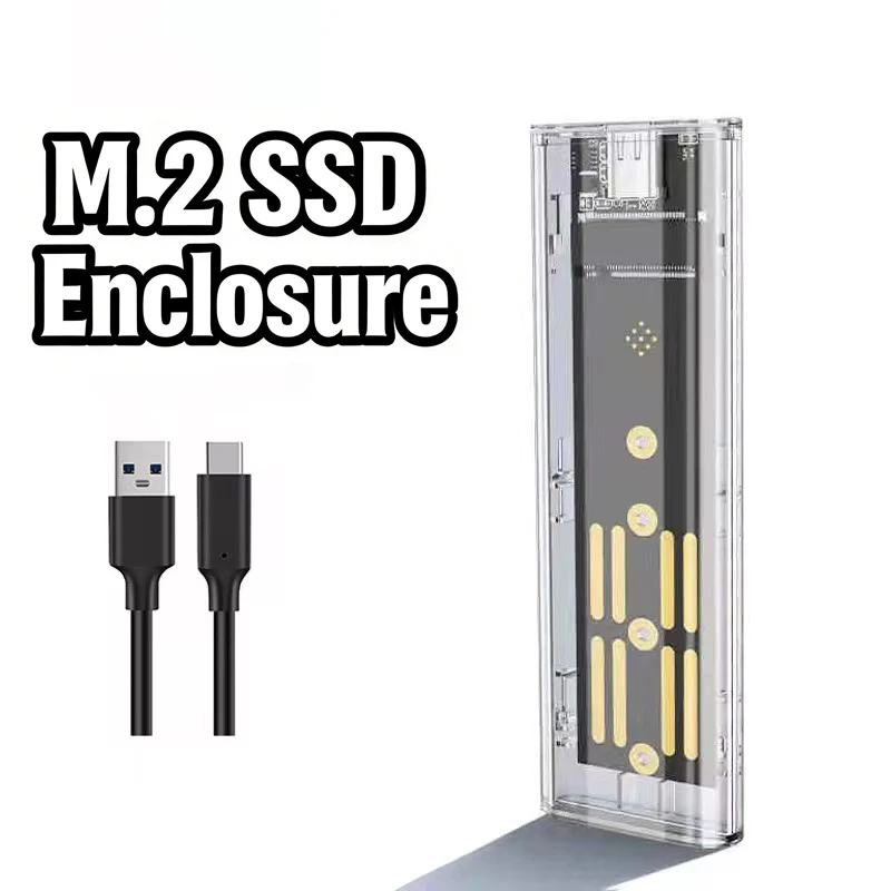 M2 SSD Case NVME SATA SSD Enclosure Tool Free 10Gbps M.2 to USB 3.2 Gen2 10gbps 5gbps Clear external SSD Storage Case Adapter