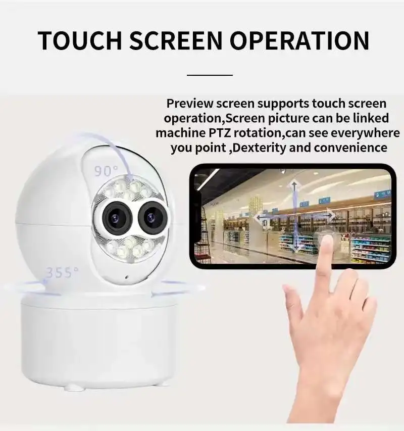 4MP iCsee APP Dual Lens DC/E27 Lamp Head Socket 5X Zoom Wireless PTZ IP Dome Camera Bluetooth Quick Pair AI Humanoid Monitor