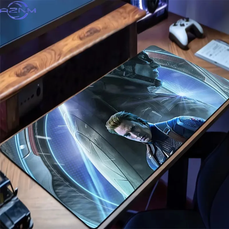 Captain America Large Gaming Mouse Pad, Superhero HD Print Non-Slip Rubber Desk Mat Keyboard Pad for PC Laptop Gamer Table Decor