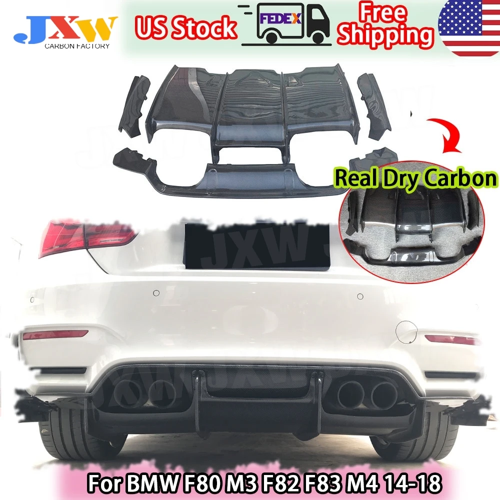 

Rear Bumper Lip Diffuser Splitters Spoiler Dry Carbon Fiber For BMW F80 M3 F82 F83 M4 2014-18 Standard Convertible Accessories