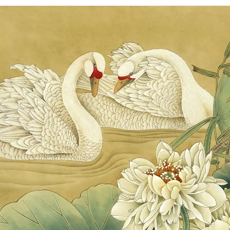 

Swan Traditional Chinese Painting Meticulous Painting Print Line Drawing Manuscript Beginners Copy Colorize Practice Line Drafts