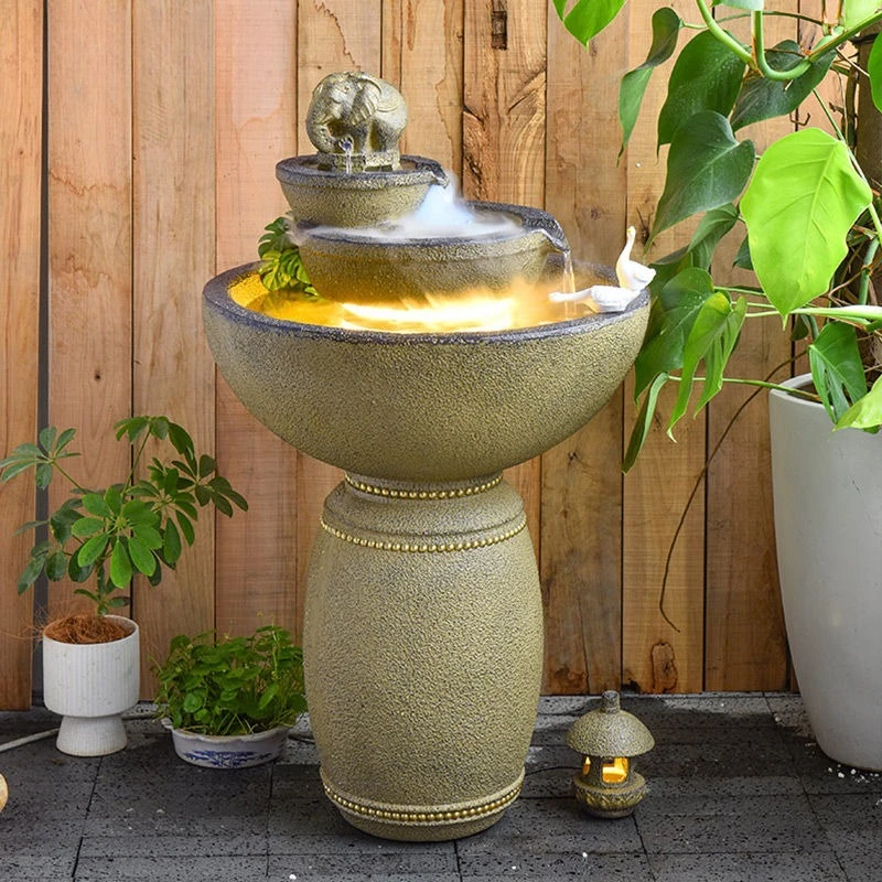 Chinese floor-to-ceiling fish pond landscape automatic water circulation oxygenation terrace balcony outdoor courtyard fountain