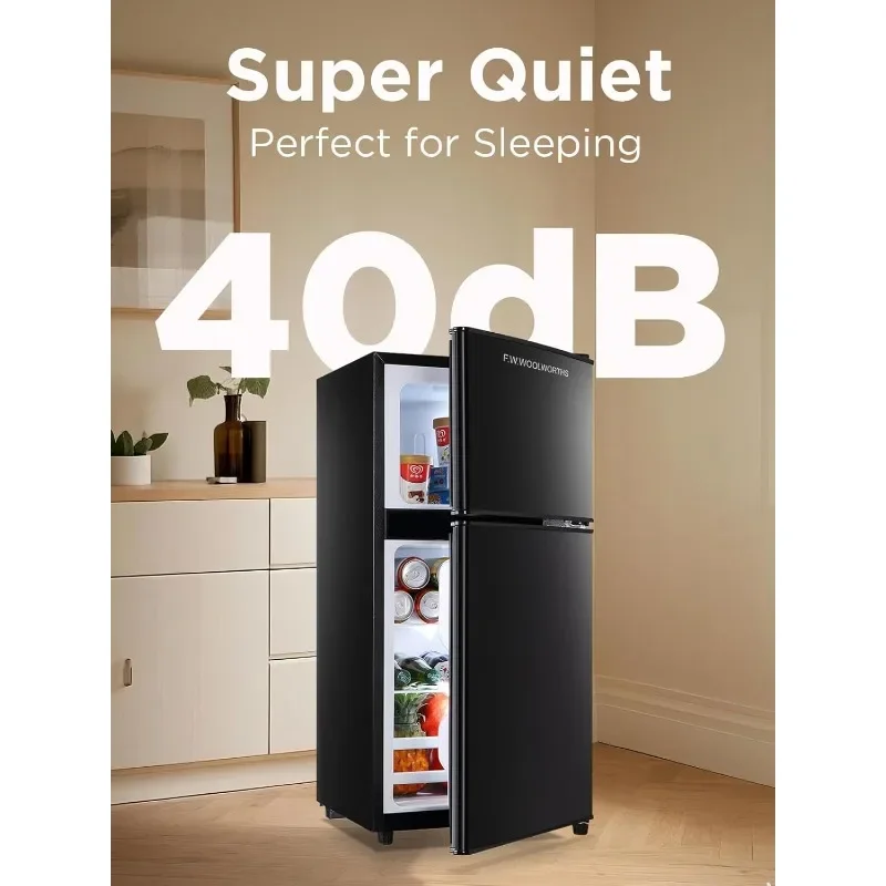 3.5 Cu.Ft Compact Refrigerator with Freezer, Mini Fridge with 2 Doors for Office, Kitchen, Dorm and Bedroom, Small Fridge lack