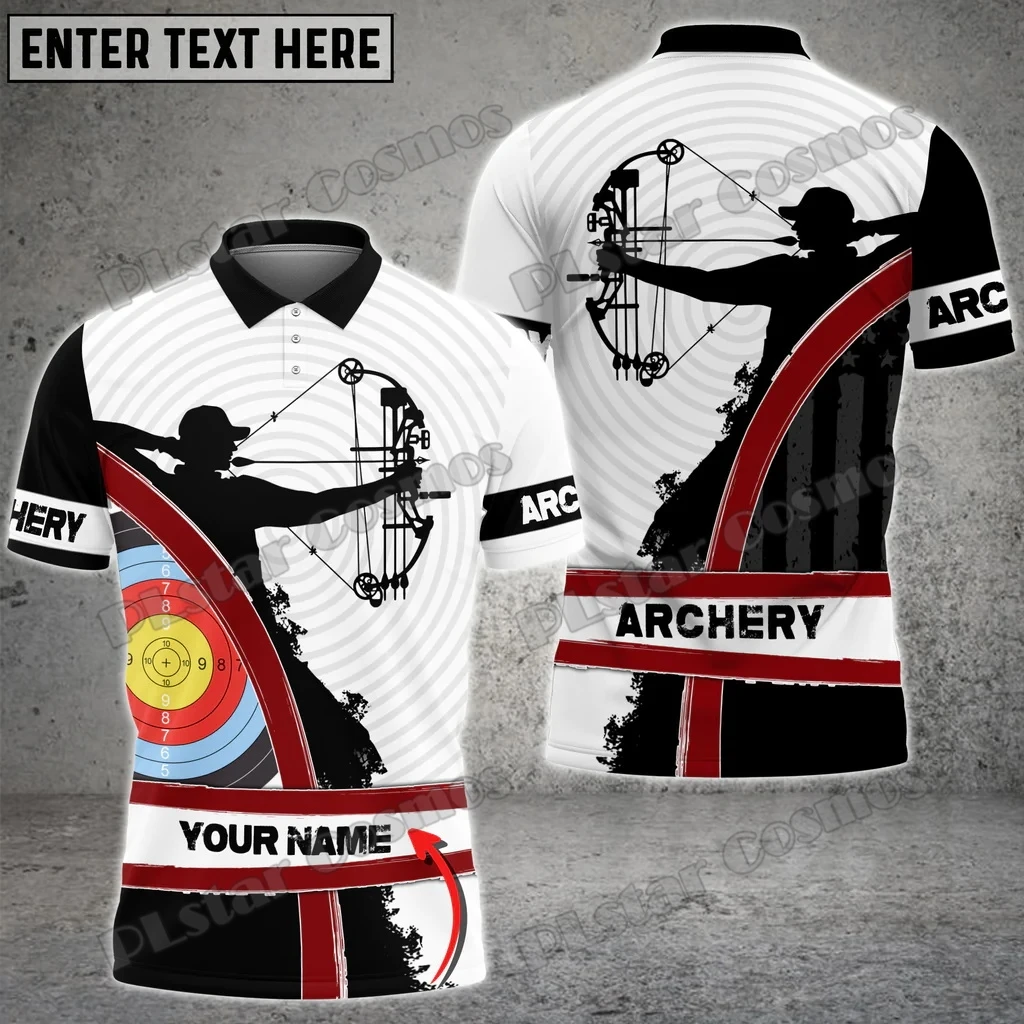 

Archery Player Personalized Name 3D All Over Printed Premium Men's Polo Shirt Summer Street Casual Short sleeve shirt WK65