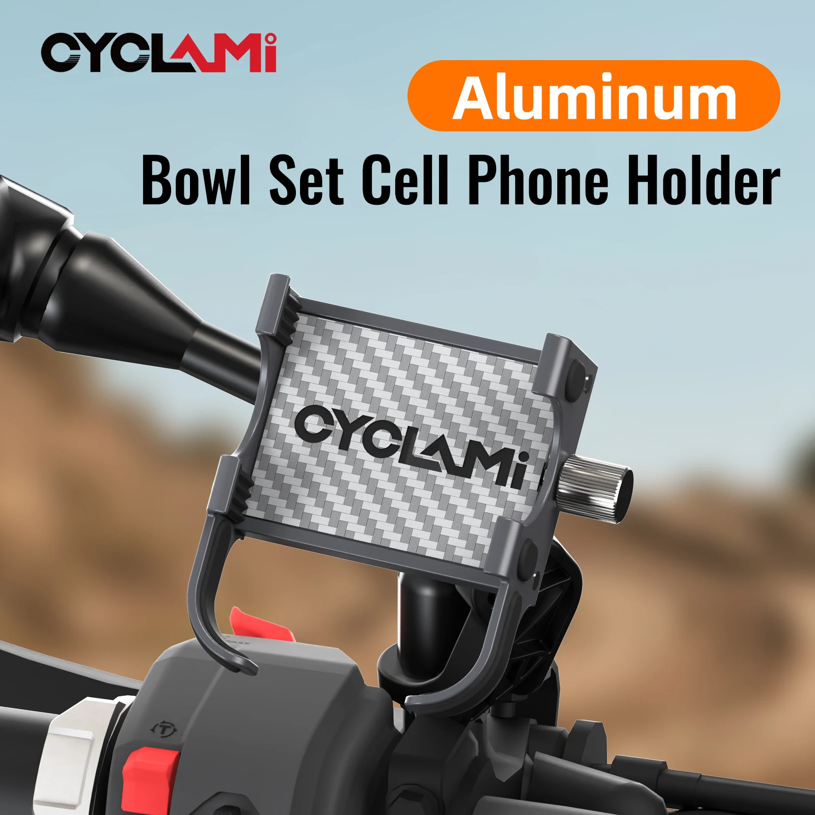 

CYCLAMI Bicycle Motorcycle Phone Holder Aluminum Alloy 360 ° Adjustment GPS Navigation Phone Stand Mount Bracket
