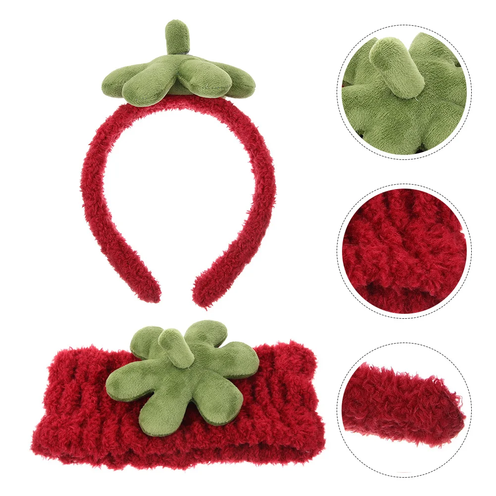 

2Pcs Strawberry Headband Hair Band for Washing Face Makeup Skincare Headband Wide Soft Head Wrap for Women Spa