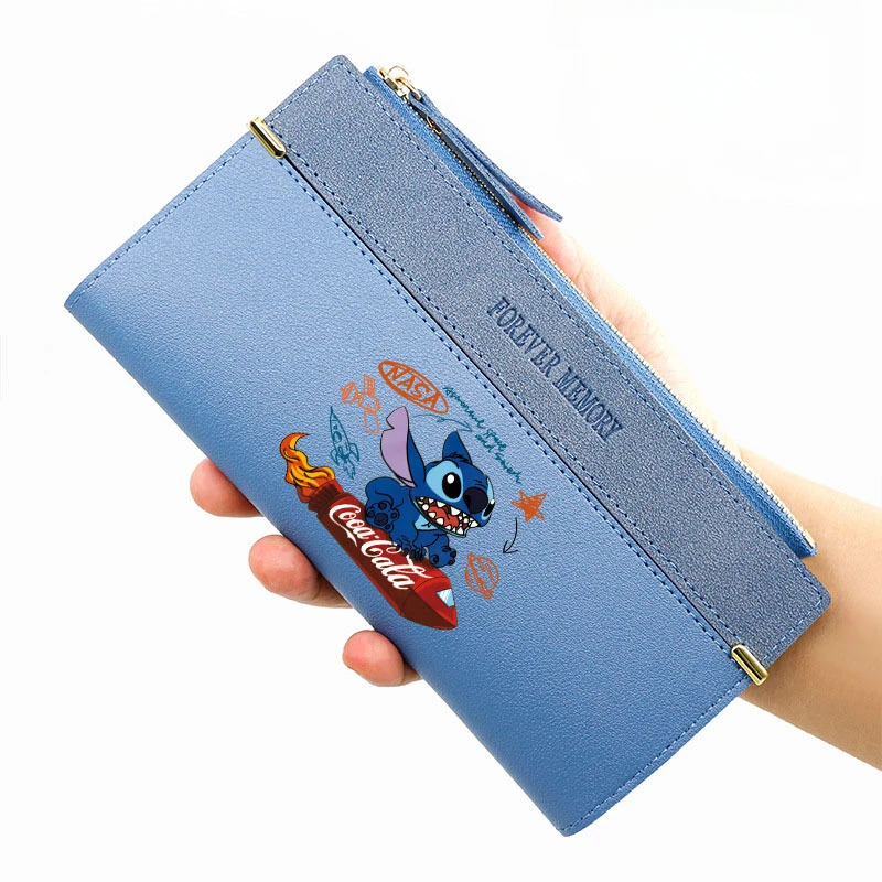 Disney Stitch Wallet Fashion Women PU Leather Coin Purse Cute Cartoon Portable Lady Long Wallet Handbags Cards Holder Gifts