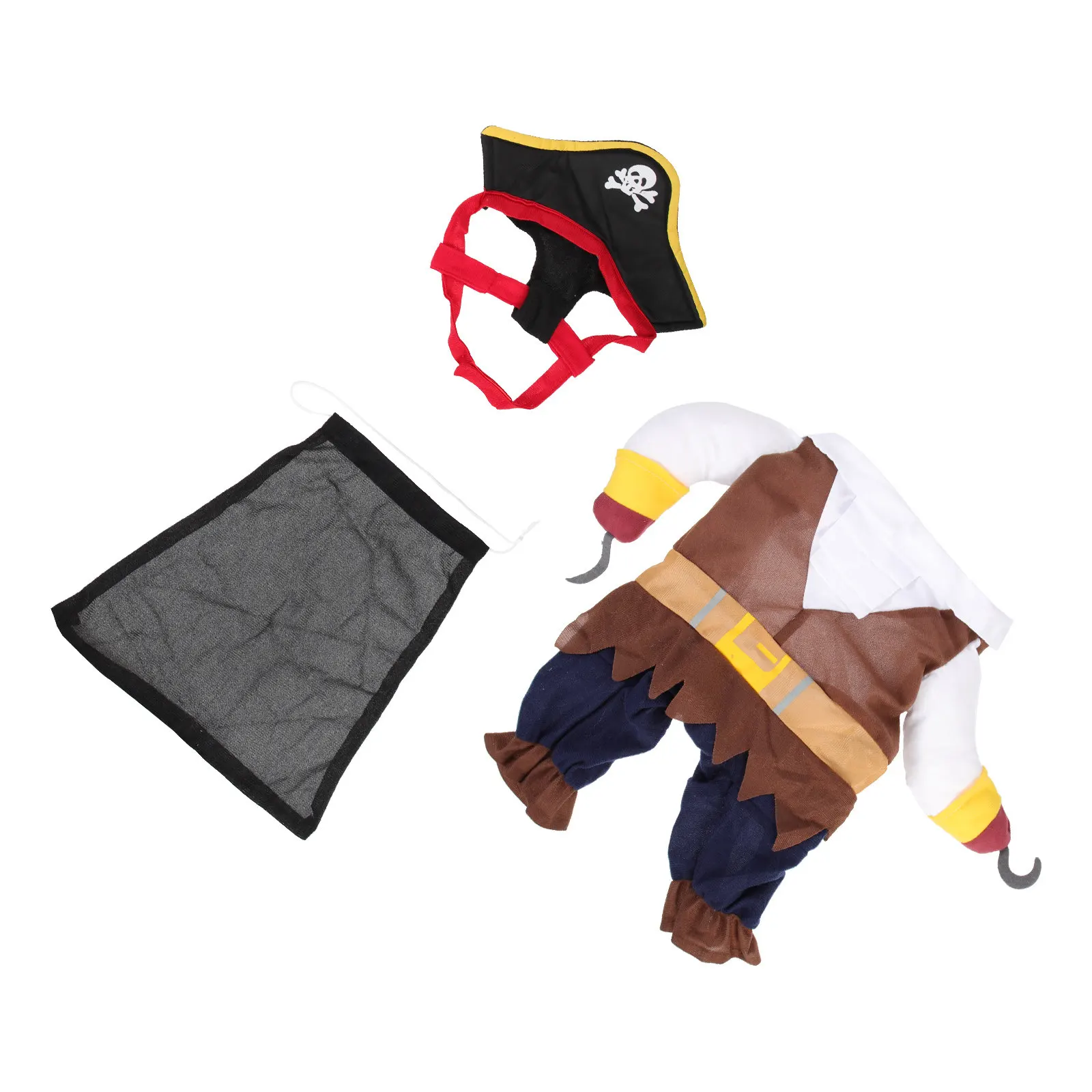 1Set Adorable Pirate Elements Pet Costume Soft Skin Friendly Dog Cat Outfit Halloween Birthday Party Cosplay Fancy Dress Photo