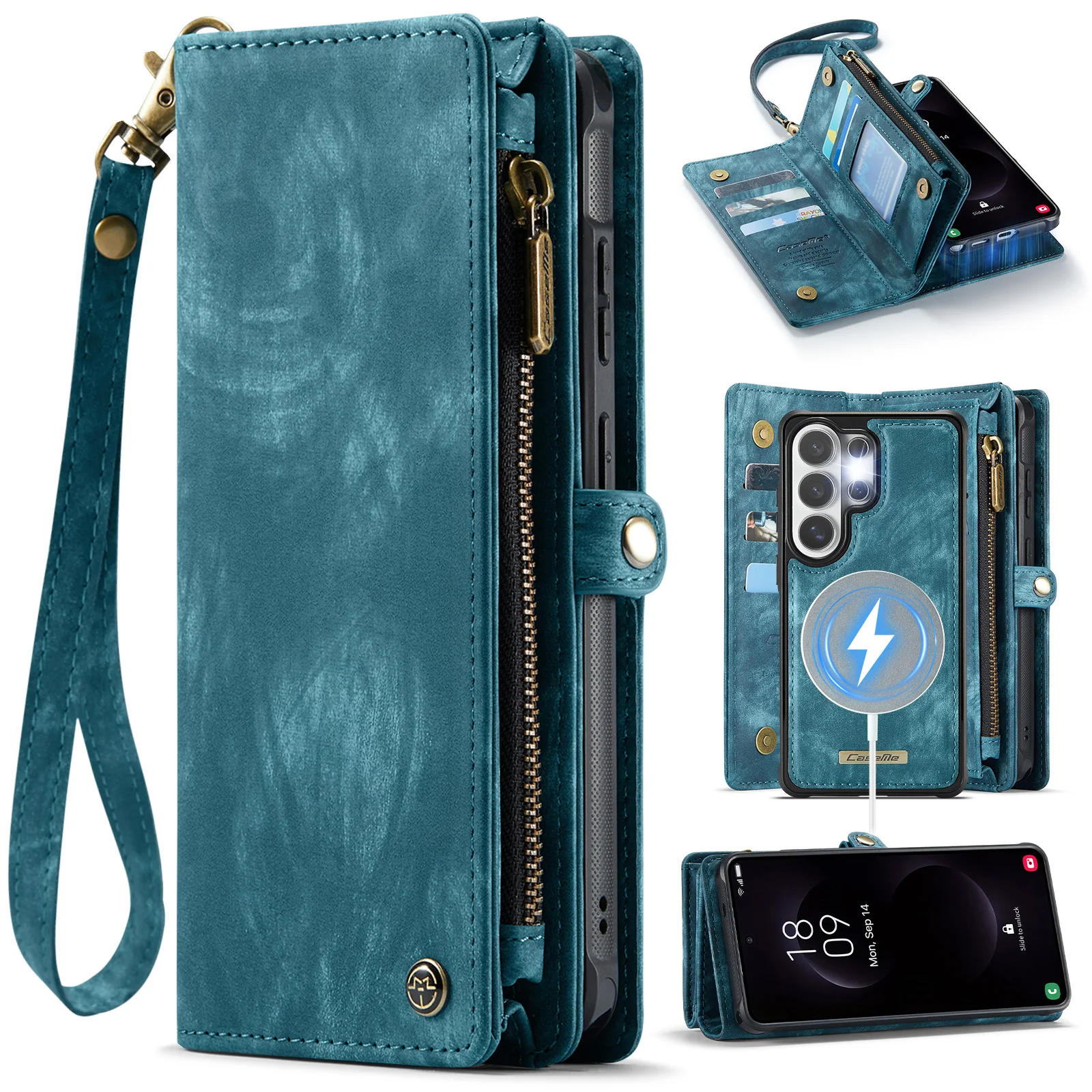 Magsafe hoesje voor Samsung Galaxy S26 Ultra 5G 2026 Luxe hoes 2-in-1 afneembare magnetische portemonnee telefoonhoesje S26 Plus S26 Etui