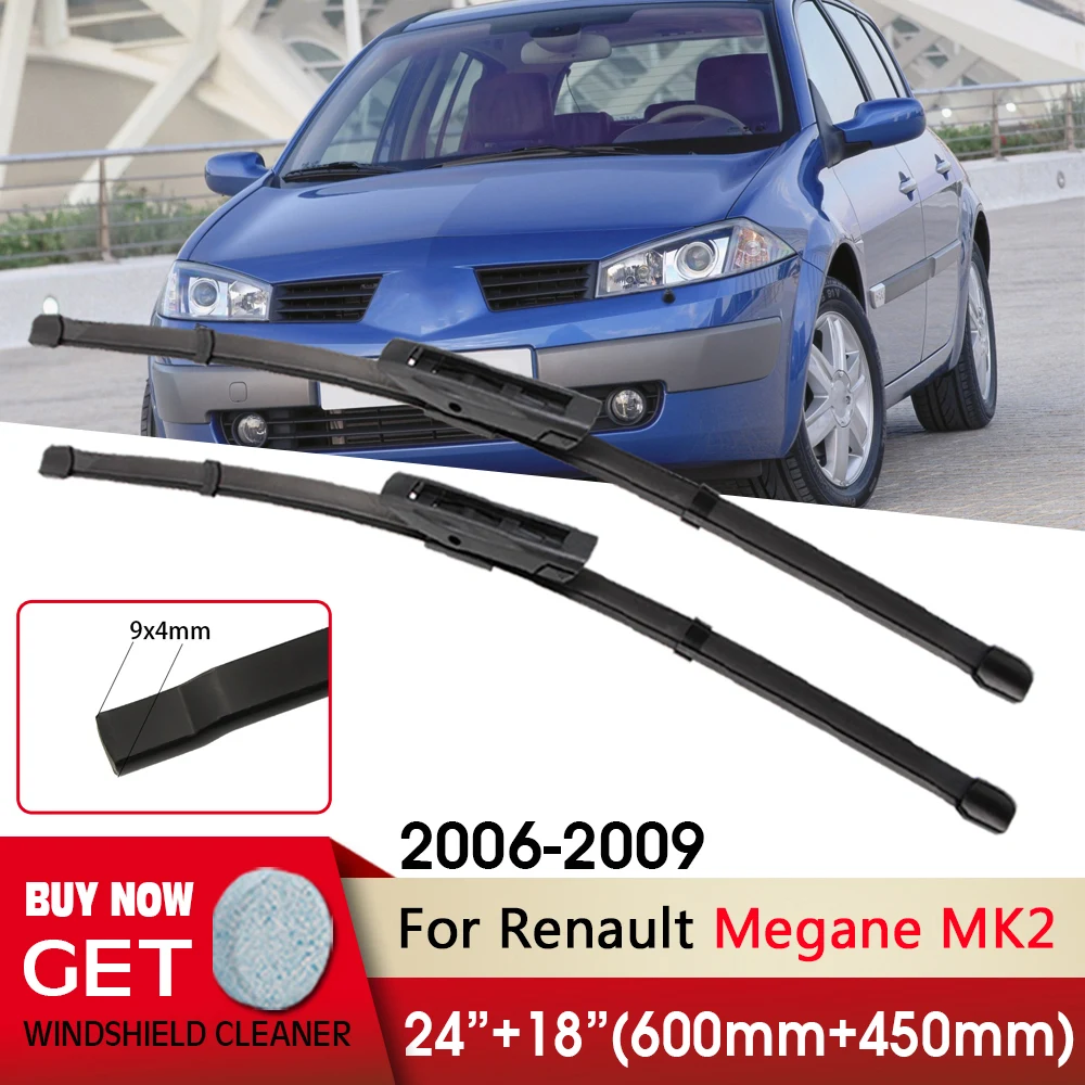 

Car Wiper RHD&LHD Front Wiper Blades 24"+18" For Renault Megane MK2 2006-2009 Fit Bayonet Arm Windshield Windscreen Front Window