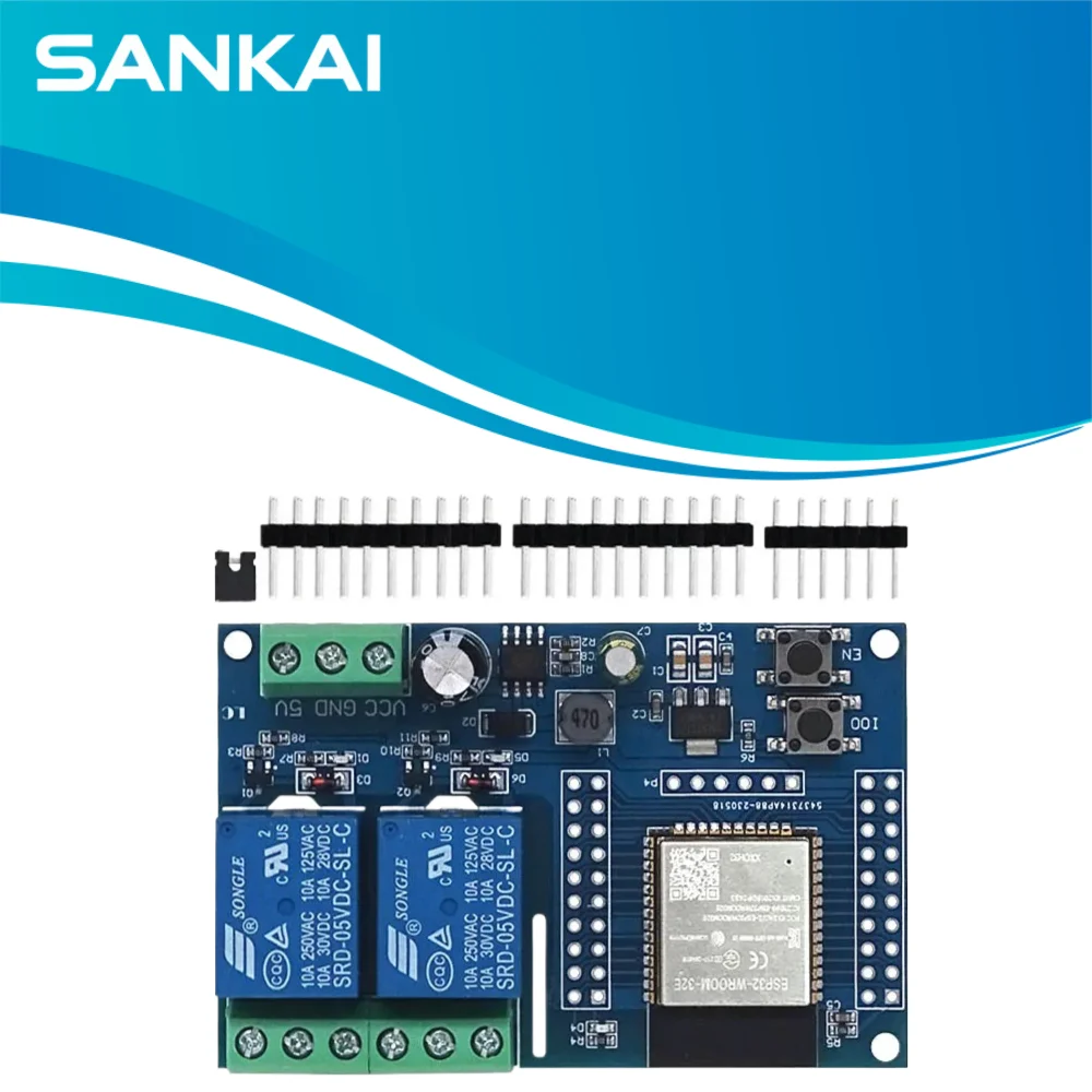 2-Ch ESP32-WROOM WiFi Relay Module, 5-60V Power, ESP32-WROOM-32E, IoT Smart Home