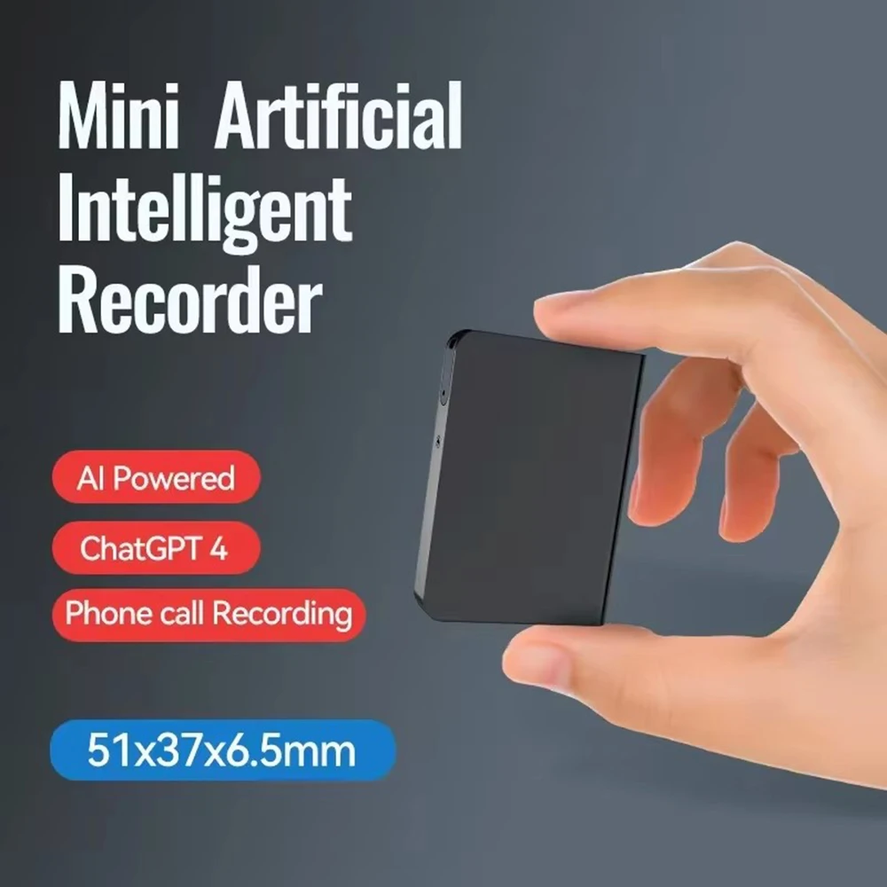 New AI Powered Mini Voice Recorder 64/128GB Magnetic App Phone Call Dictaphone Transcribe Summarize Translator For IOS Android