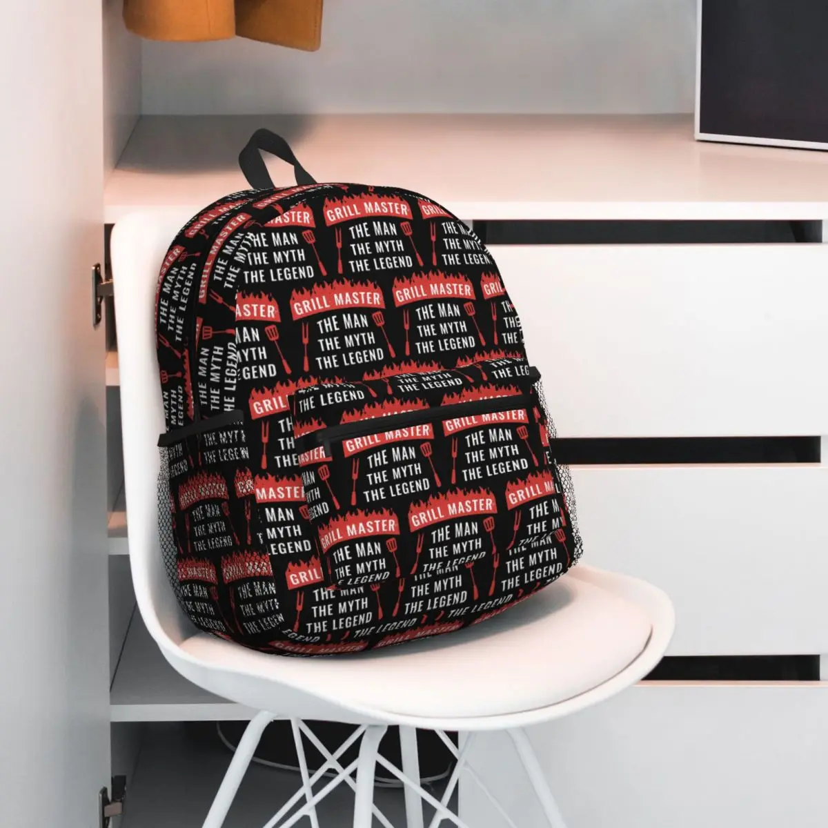 Dad The Man The Myth Grill Master Legend Backpack Daypack Large Capacity Kids BookBag School Bag Shoulder Bags for Men Women