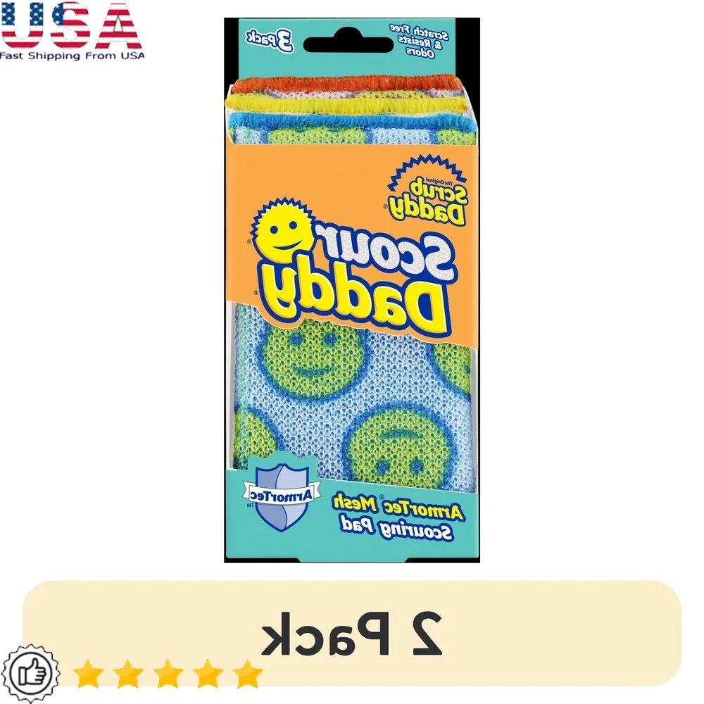 

2 упаковки многоповерхностных чистящих подушечек, впитывающих, прочных, устойчивых к царапинам, устойчивых к запахам, гибких текстуров, сверхмощных, чистых спа-кухни