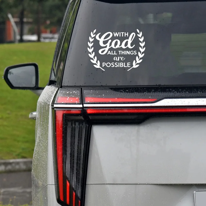 Lovely WITH god ALL THINGS are POSSIBLE Car Sticker For Truck Window Bumper Auto Suv Door Laptop Kayak Vinyl Decal