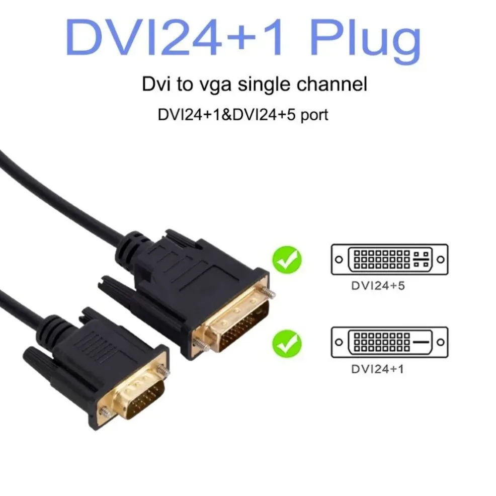 24 + 1 DVI męski do VGA konwerter kabel męskie DVI do VGA Adapter wsparcie 1080P 24 + 5 DVI do kabel VGA dla projektor PC HDTV adaptera