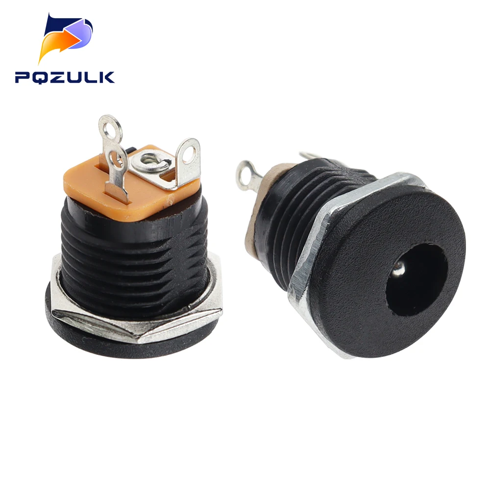 DC-022 5.5x2.1mm DC Power Socket Plug Jack DC Connectors Round Hole Screw Nut Interface Panel Mounting DC022 5.5-2.1