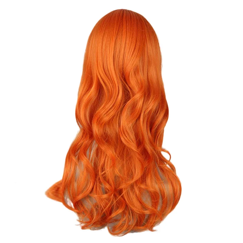 Peluca de Cosplay Nami de 2 años después, pelo sintético rizado largo naranja resistente al calor, pelucas de Cosplay para fiesta para mujer, gorro de peluca gratis