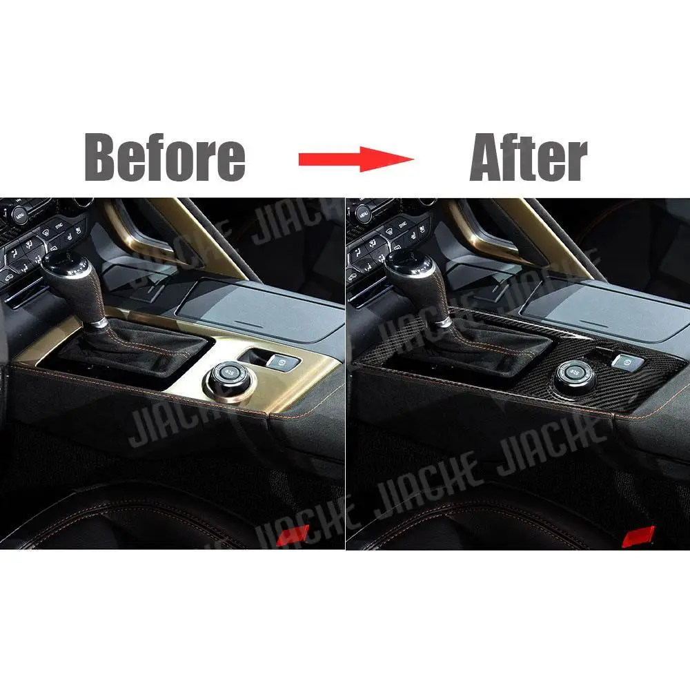 

Внутренняя отделка из углеродного волокна для Chevrolet Corvette 2014-2019, салон автомобиля, центральная панель переключения передач, наклейка, чехол, Стайлинг автомобиля