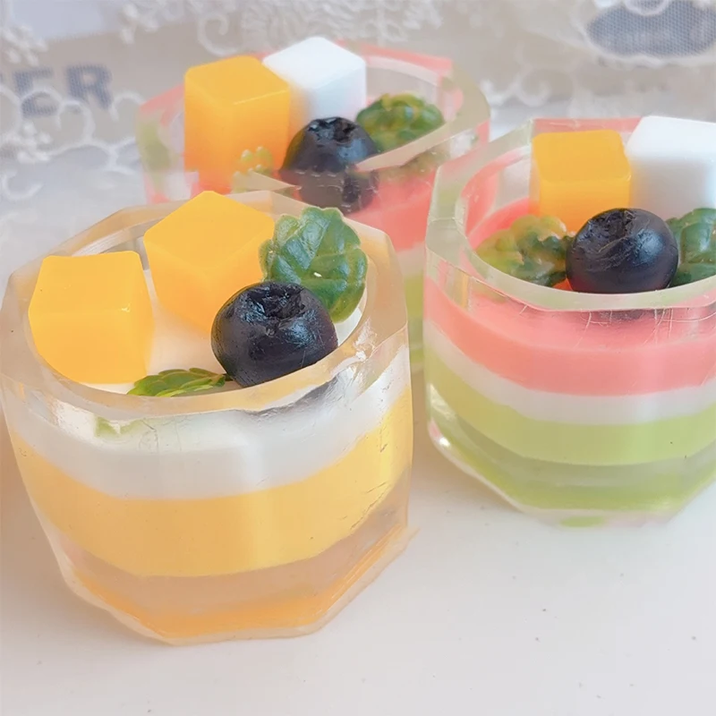 Idea de regalo para niña: Taza de té de la leche de sandía/mango de una pieza, juguete divertido de postre de imitación de TPR suave