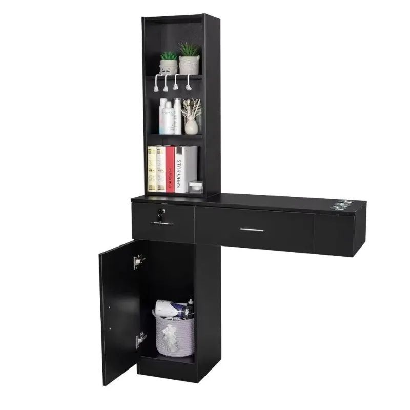 Modern Blackwood Eco-Friendly Wall Mounted Barber Table Set Barber Styling Equipment Locker Hotel Salon Gym School Shopping Mall