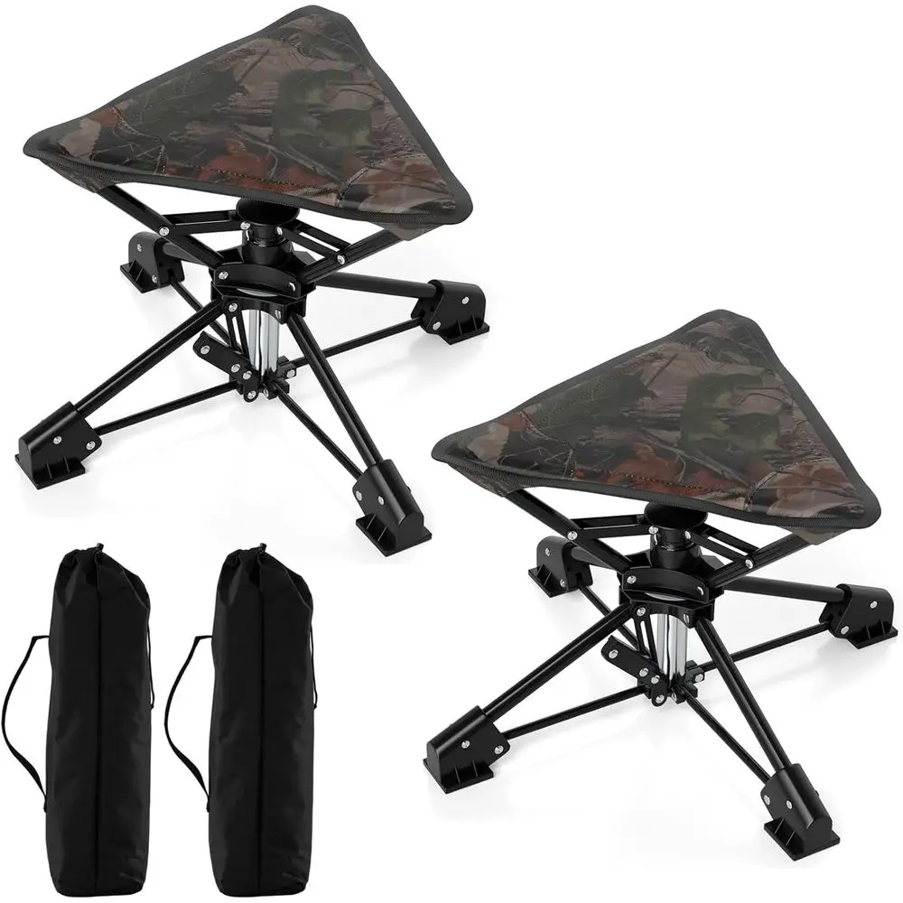 

Portable 360° Swivel Folding Camping Stool with Anti-Sink Feet, Carry Bag, Ideal for Outdoors, 330 lbs Capacity, 2 Camo Designs