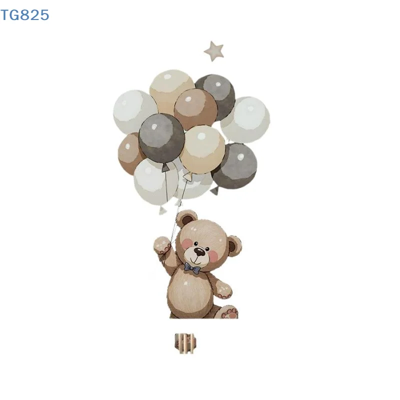 【AN】【AN】Bear Wall Decals Removable Decor With Balloons Stars & Clouds For Kids Bedroom Baby Nursery