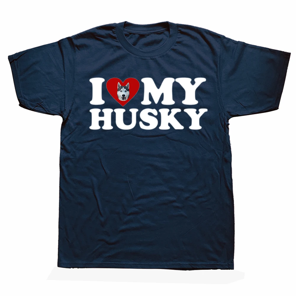 Lustige „I Love My Husky“-T-Shirts im Sommerstil, grafische Baumwolle, Streetwear, kurzärmelig, Sibirischer Husky-Hund, Geschenke, T-Shirt für Herren – Detail 2