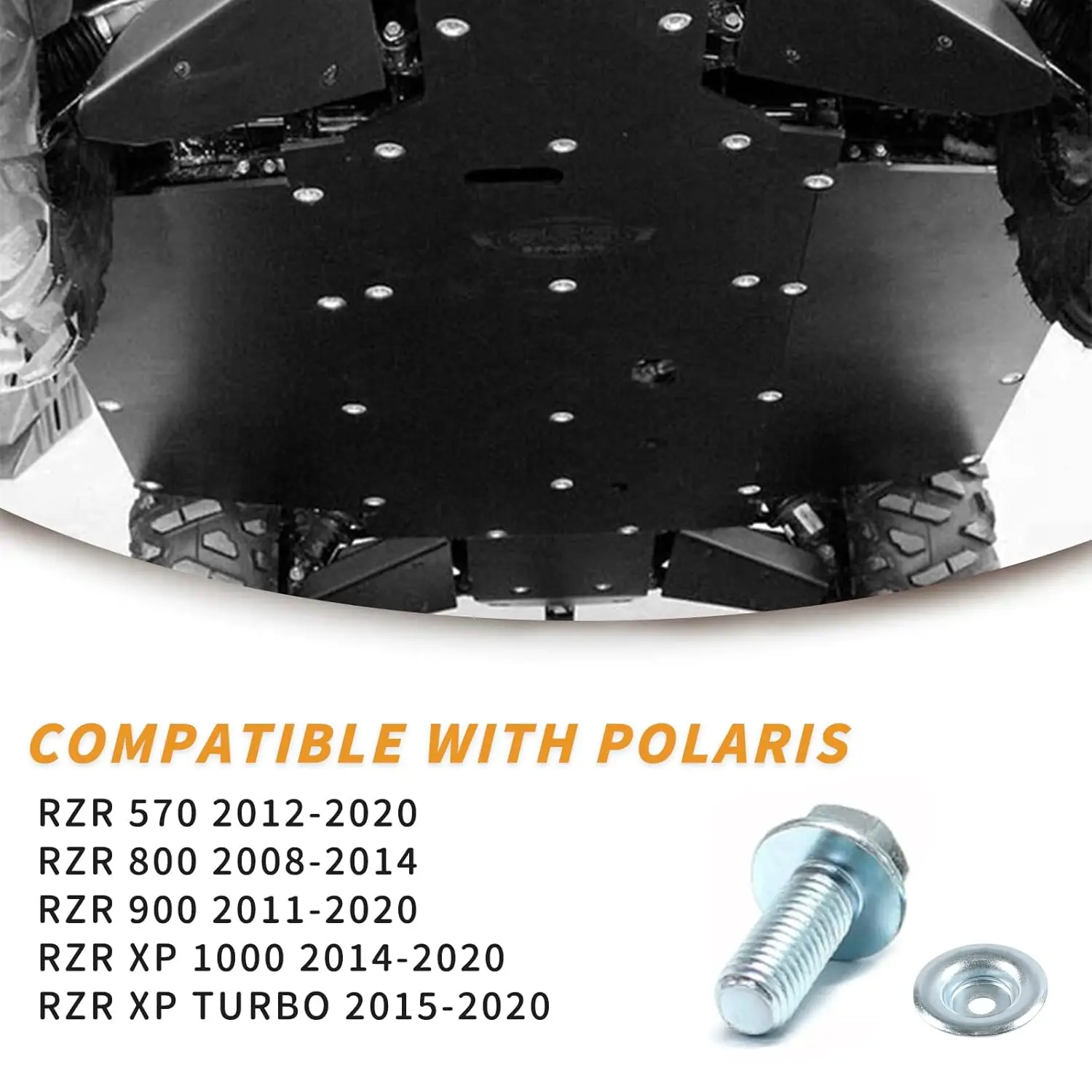 10 Pcs UTV Skid Plate Washers Bolt Silvery For ALL POLARIS RZR except 170 so thats Turbo 1000 XP & S 900 XP & S 800 and 570