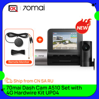 New 70mai Dash Cam A510 Set With 4G Hardwire Kit UP04 1944P HDR Imaging F1.8 Aperture Car DVR Dual-Channel Record 24H Parking