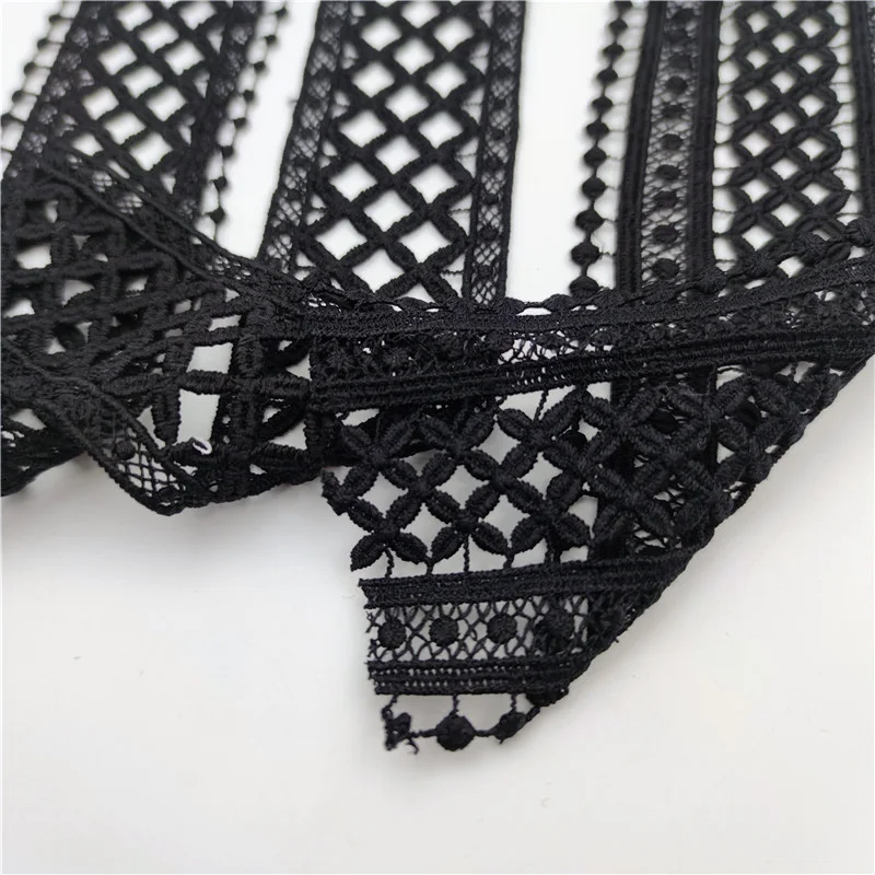 5/6/8cm Wide Black White Hollow Out Floral Embroidered Lace Ribbon DIY Apparel Sewing Fabric Lace Tape Dress Clothing Decoration