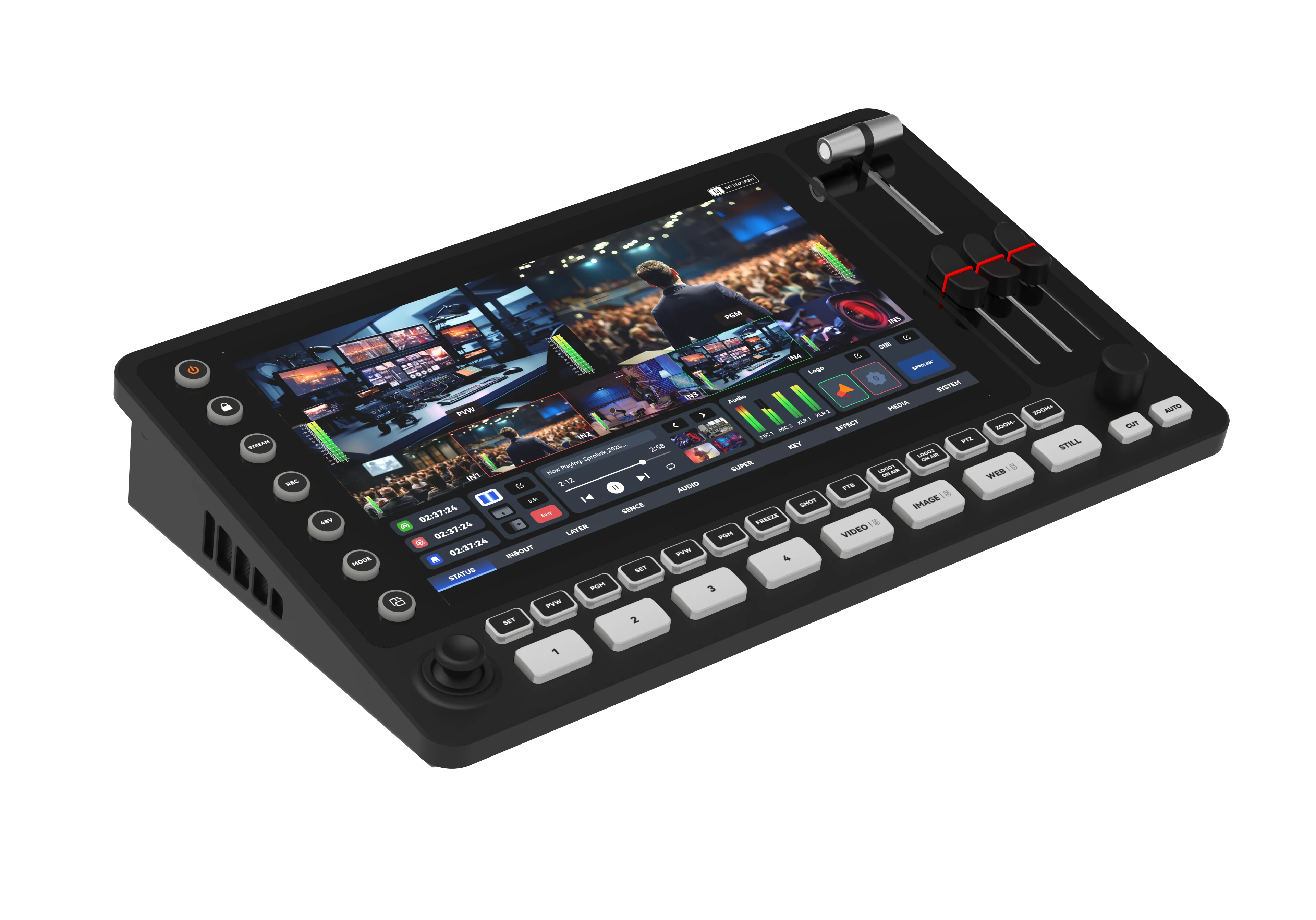 Touchscreen Video Mixer - 4K Live Streaming Switcher with 4x HDMI & 4x 3G-SDI Inputs, Dual XLR Audio, AI Auto Subtitle, Dual Str