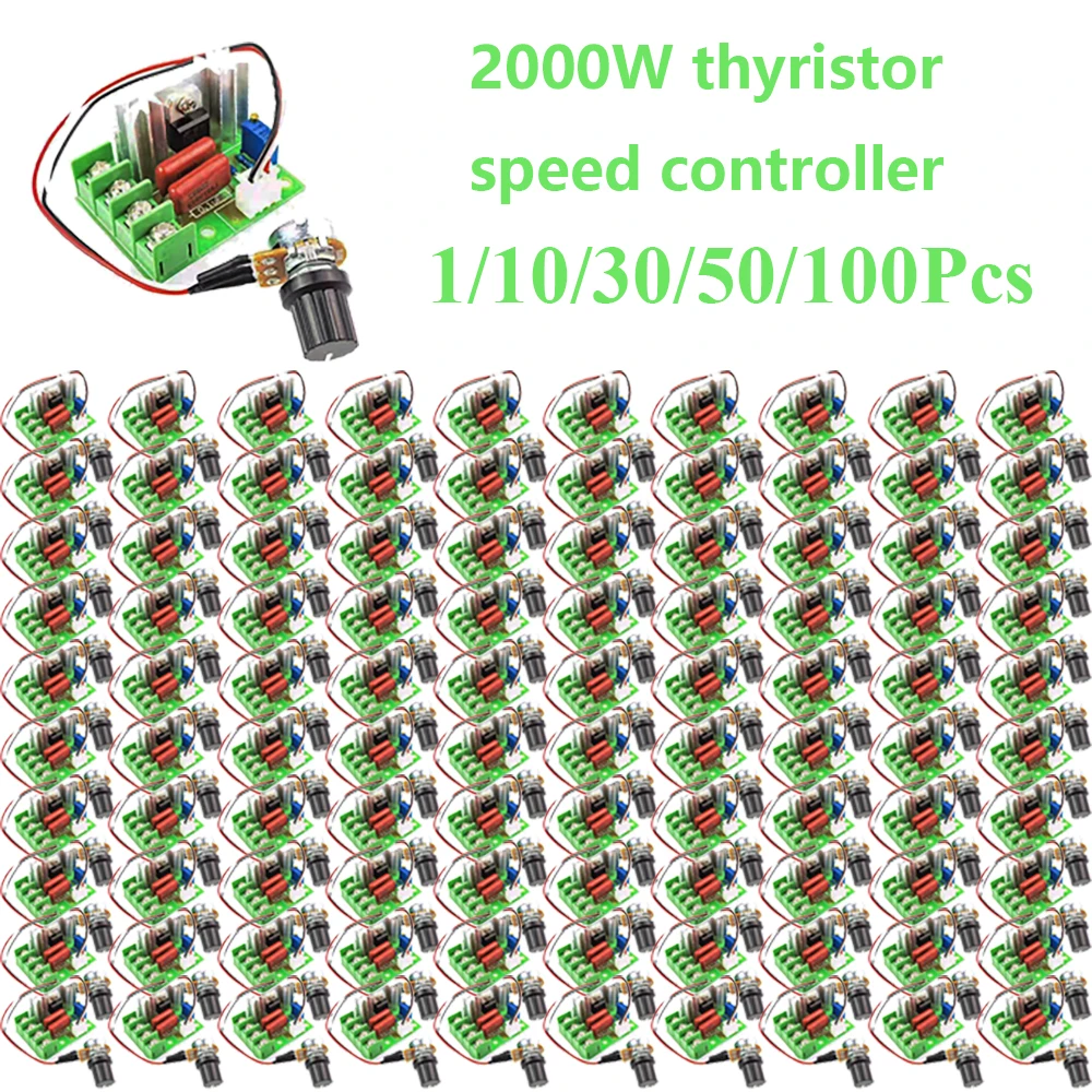 1/10/30/50/100Pcs 2000W High Power SCR Voltage Regulator AC 220V Dimming Speed And Temperature Adjust Controller For AC Motor