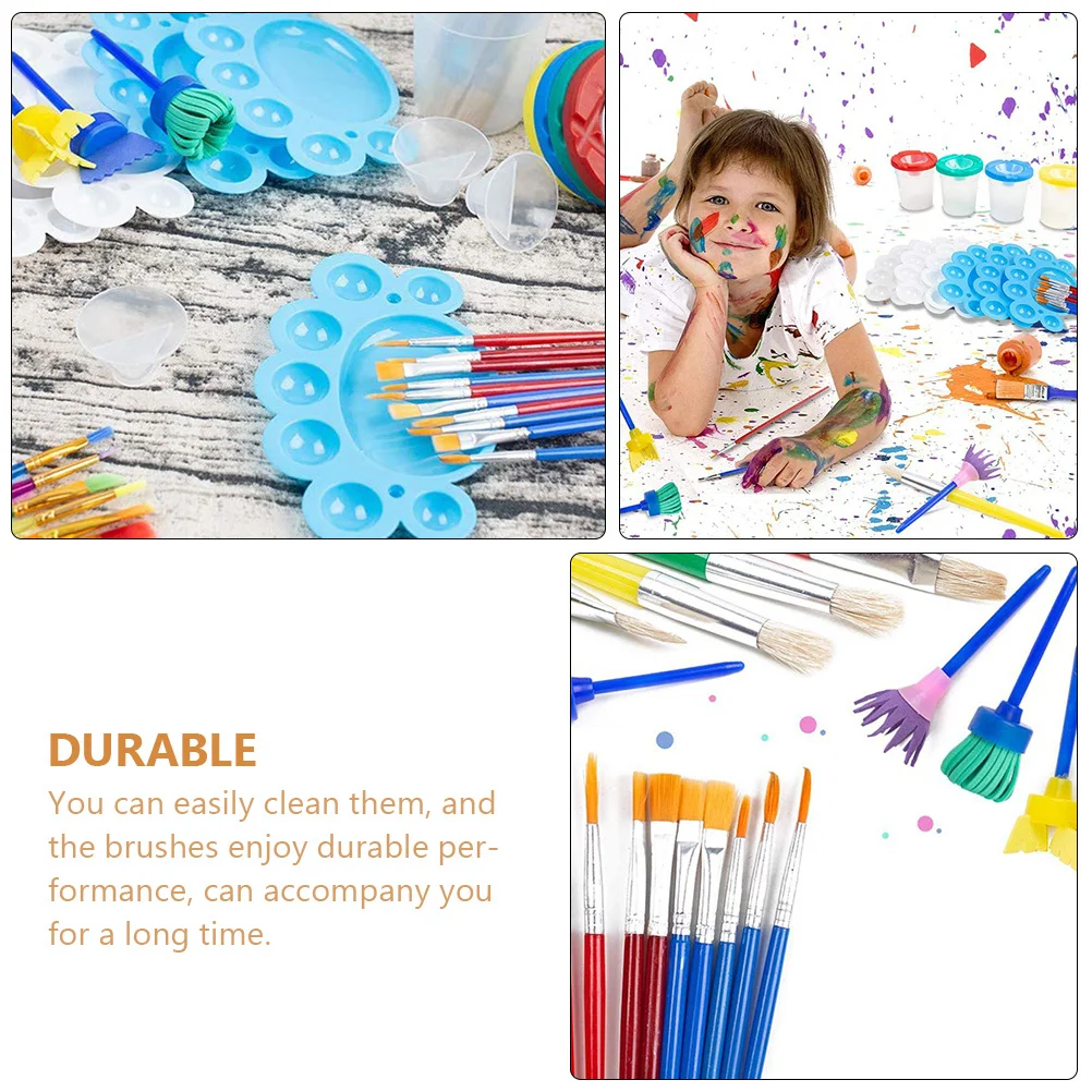 

1Set Kids Oil Painting Brushes Lightweight Portable Set for Creative Drawing Washable Reusable Watercolor Painting Tools Kit