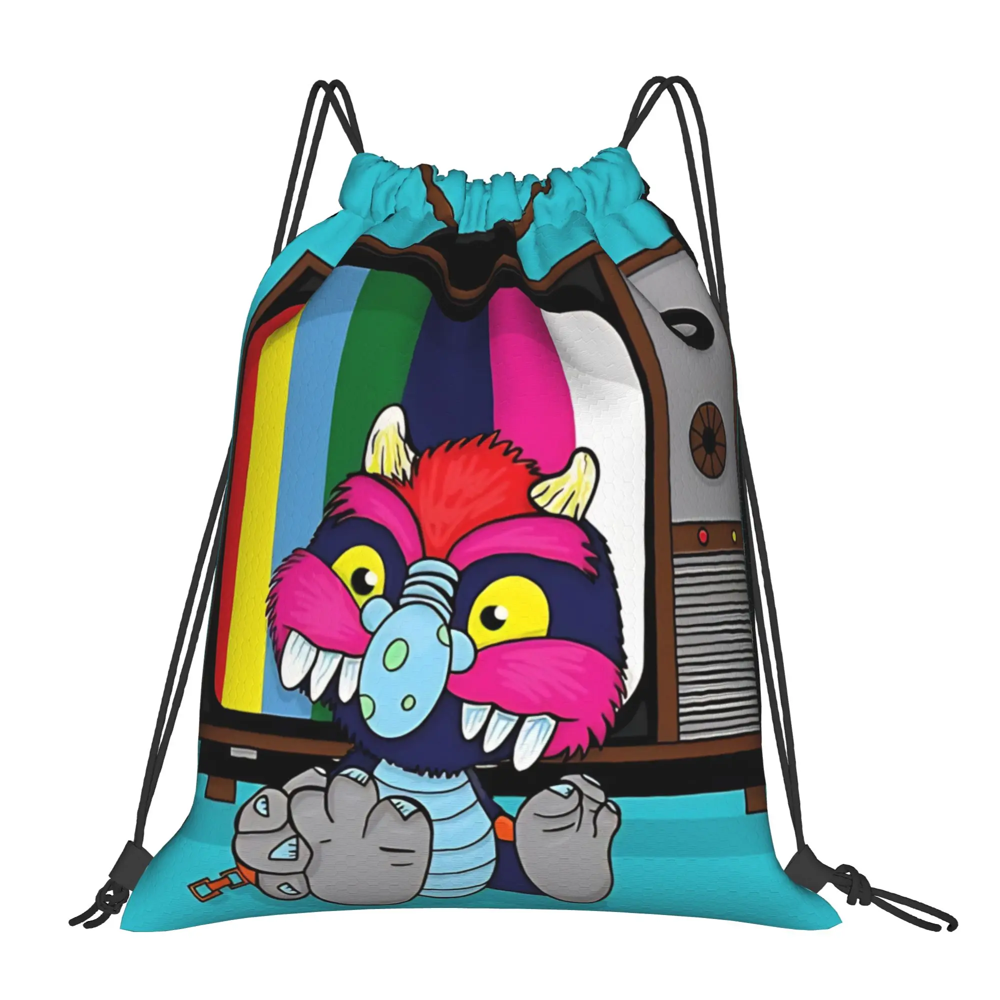 My Pet Monster Vintage Cartoon  Portable Hiking Riding Gym Drawstring Storage Sporty Backpacks