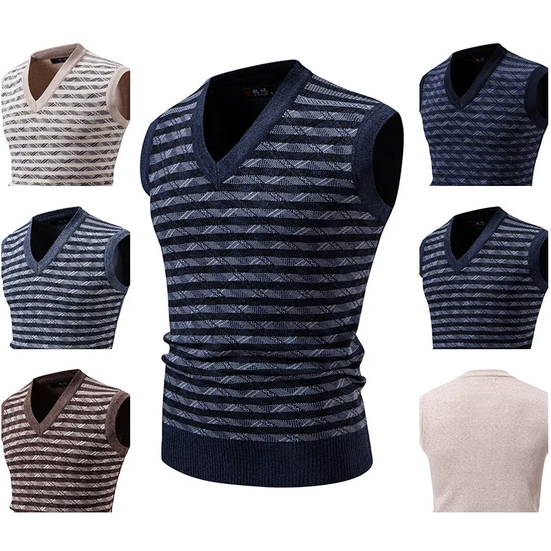 

Men's Knitted Sweater Large Size 2025 New Arrival Casual V-Ne Top Coolmax Fiber Resistant to Deformation