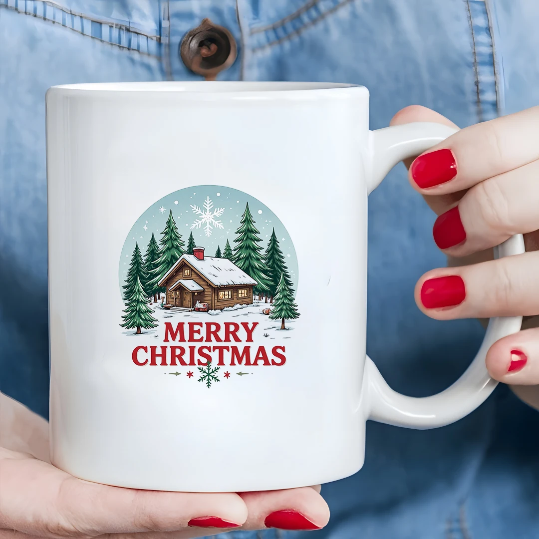 

11oz Mug + Christmas Snowscape Illustration Cup + Kids Cold & Hot Drink Cup - Christmas Gift for Family & Office