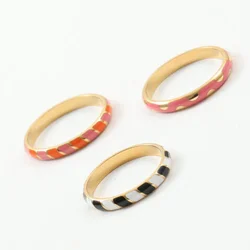 New Viintage High End PVD Enamel Ring Titanium Steel Ring Trendy for Women Gold Plated Waterproof Jewelry