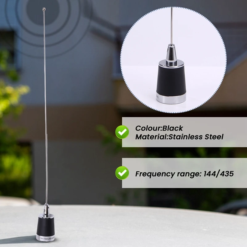 Well-Car NMO Antenna VHF UHF 144/430Mhz Dual Band High Gain Antenna With RG58 Feeder Cable Car Intercom Antenna