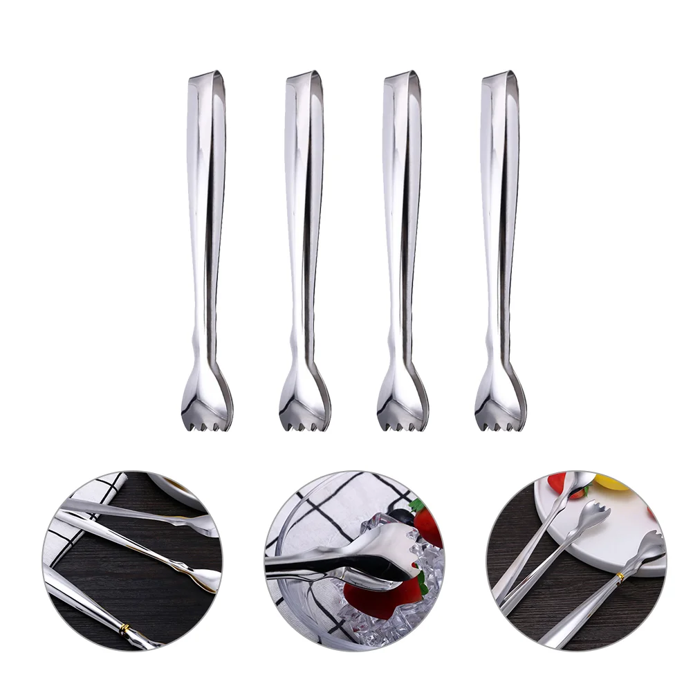 

4 Pcs Barbecue Sugar Cube Tongs Tea Strainer Coffee Stainless Steel Machine Food for Restaurant