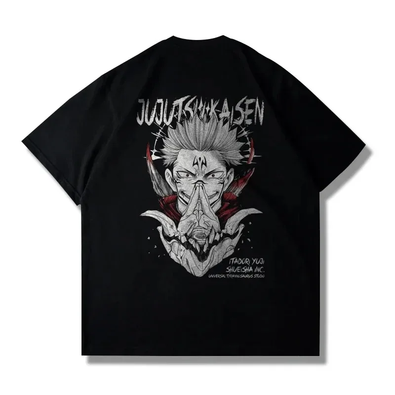 

2024 Harajuku Y2k Vintage Oversized Cotton T Shirt Japanese Anime Jujutsu Kaisen Ryomen Sukuna Print Short Sleeves Tees Tops