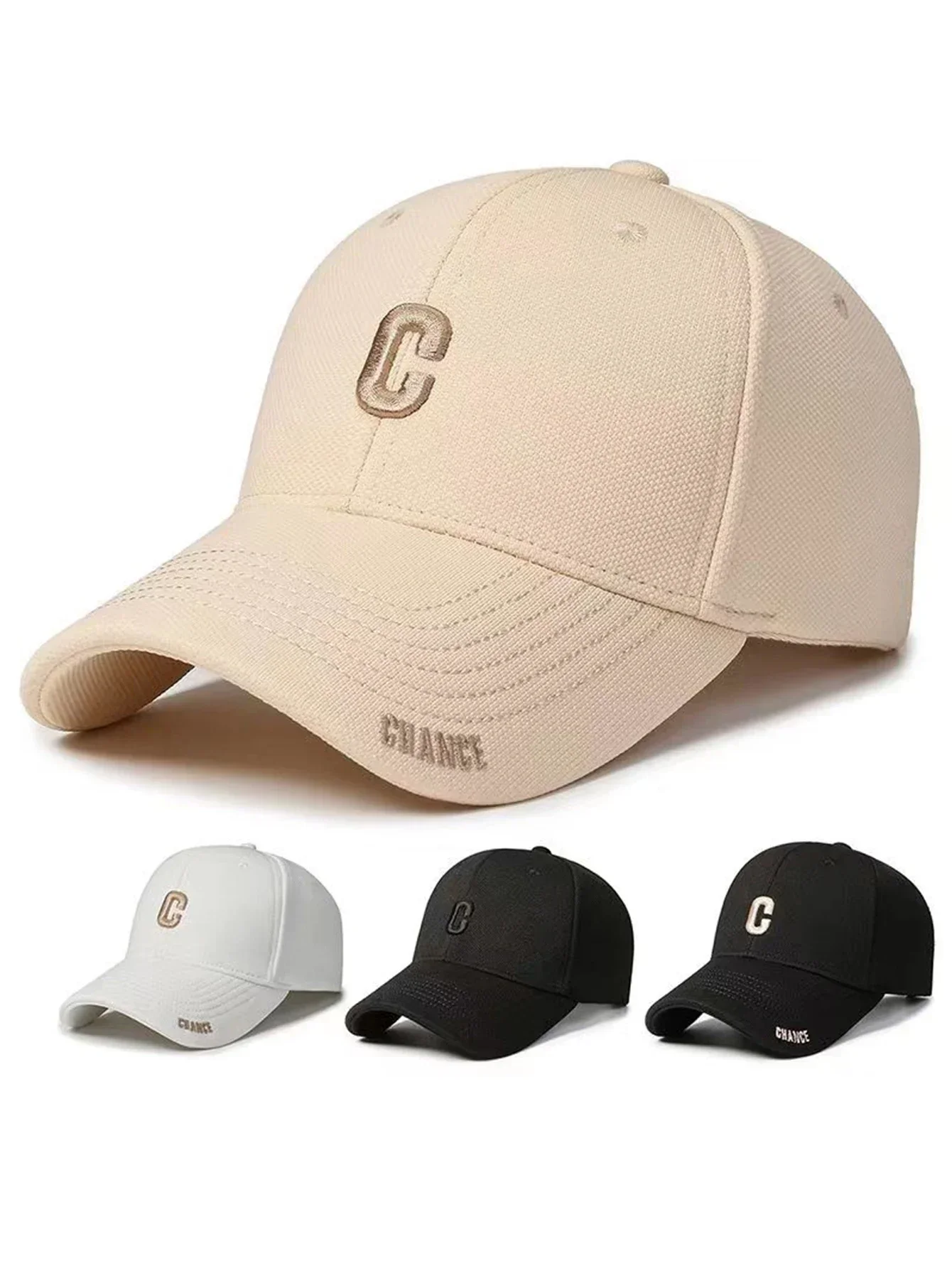 1 unisex all season thicken fashionable pure cotton retro embroidered letter C baseball cap